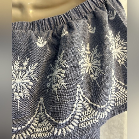 Cost Plus World Market Blue Chambray dress w/white embroidery detail Sz-L/XL.U12 - Picture 4 of 12